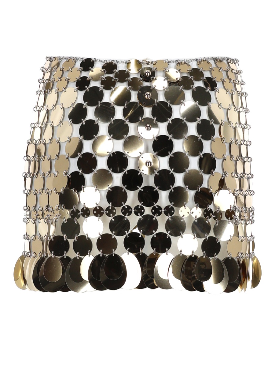 Rabanne Circular Metallic Sequins Linked Mini Skirt Zwart