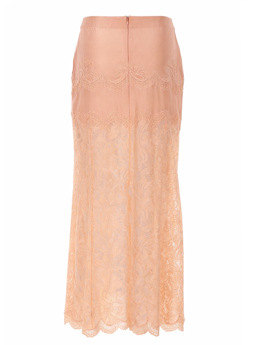 Rabanne Pizzo Lace Midi Skirt Neutraal