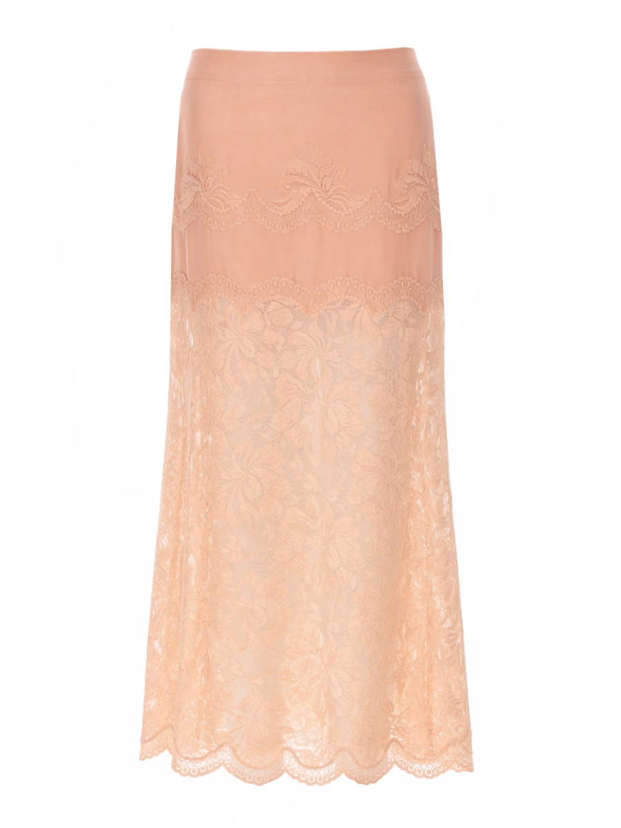 Rabanne Pizzo Lace Midi Skirt Neutraal