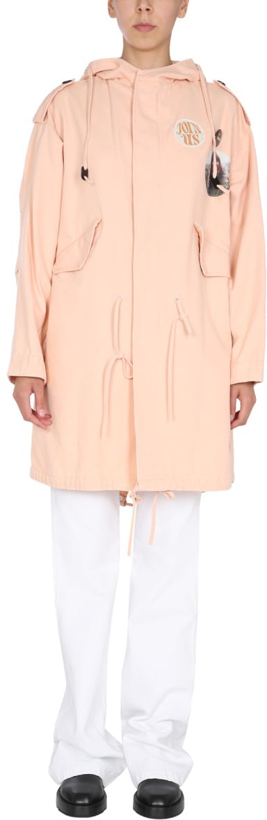 Raf Simons PARKA WITH LOGO PATCH Roze