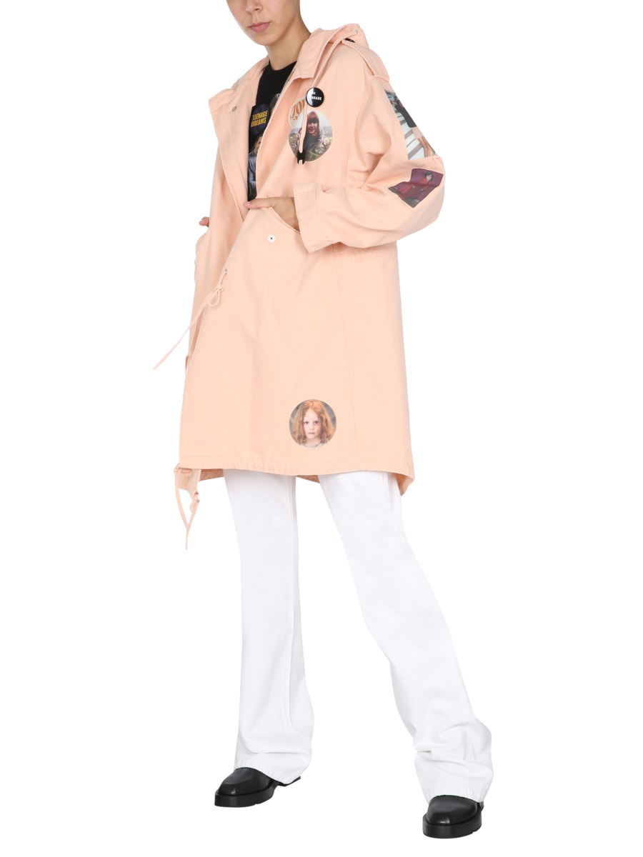 Raf Simons PARKA WITH LOGO PATCH Roze
