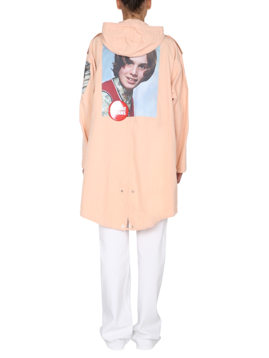 Raf Simons PARKA WITH LOGO PATCH Roze