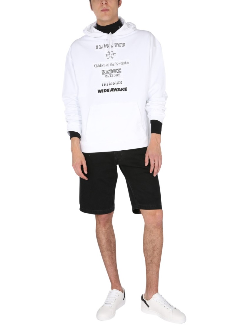 Raf Simons Graphic Print Hoodie With Drawstring Wit