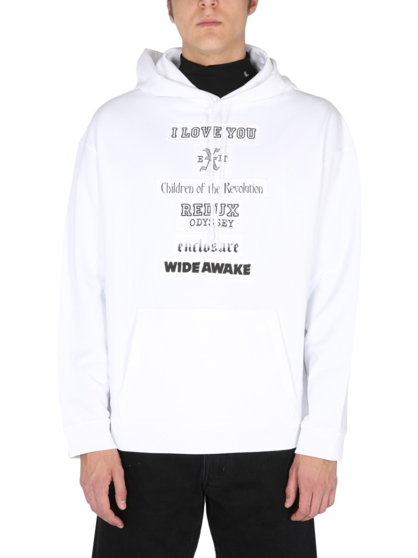 Raf Simons Graphic Print Hoodie With Drawstring Wit