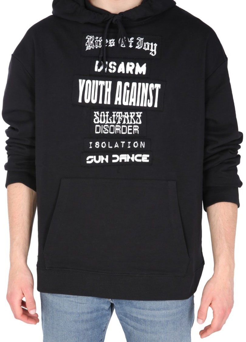 Raf Simons Relaxed Fit Cotton Hoodie With Drawstring Zwart
