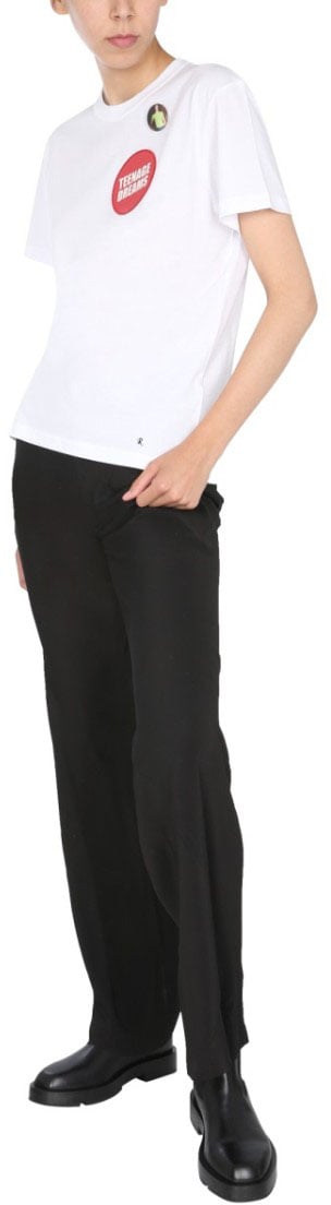 Raf Simons Crew Neck T-Shirt With Graphic Patches Wit