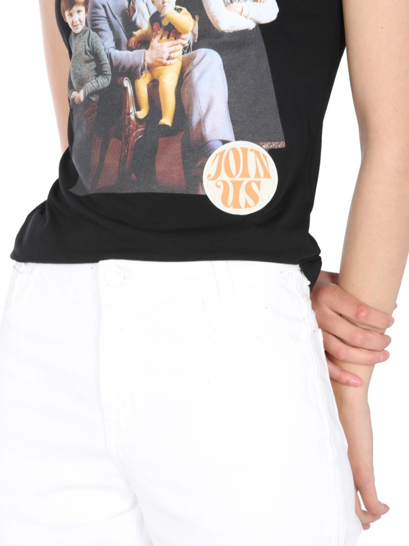 Raf Simons Fitted Graphic Print Crew Neck T-Shirt Zwart