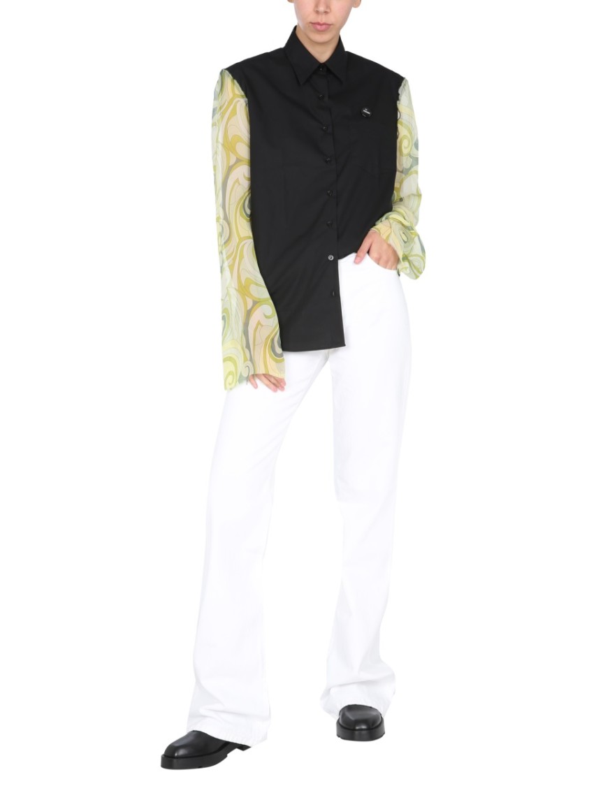Raf Simons High-Waist Flared Jeans With Five-Pocket Design Rood