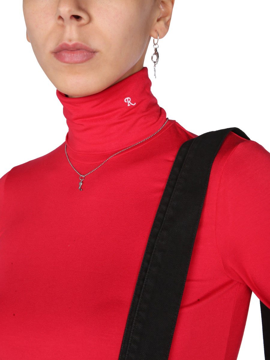 Raf Simons Fitted Turtleneck Sweater With Embroidered Detail Rood