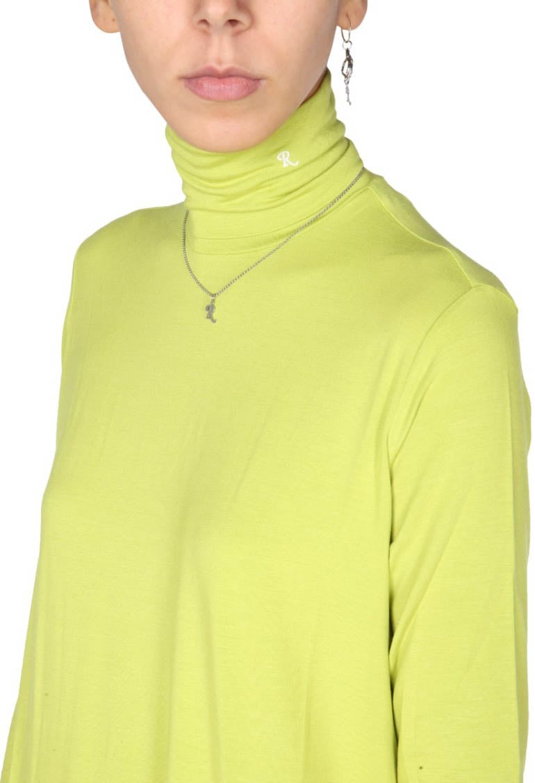 Raf Simons High Neck Jersey Midi Dress Geel