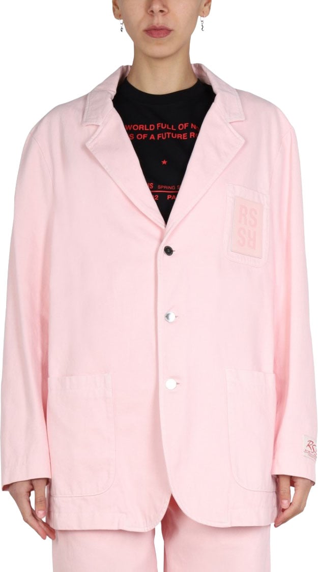 Raf Simons Relaxed Oversized Jacket With Notched Lapels Neutraal