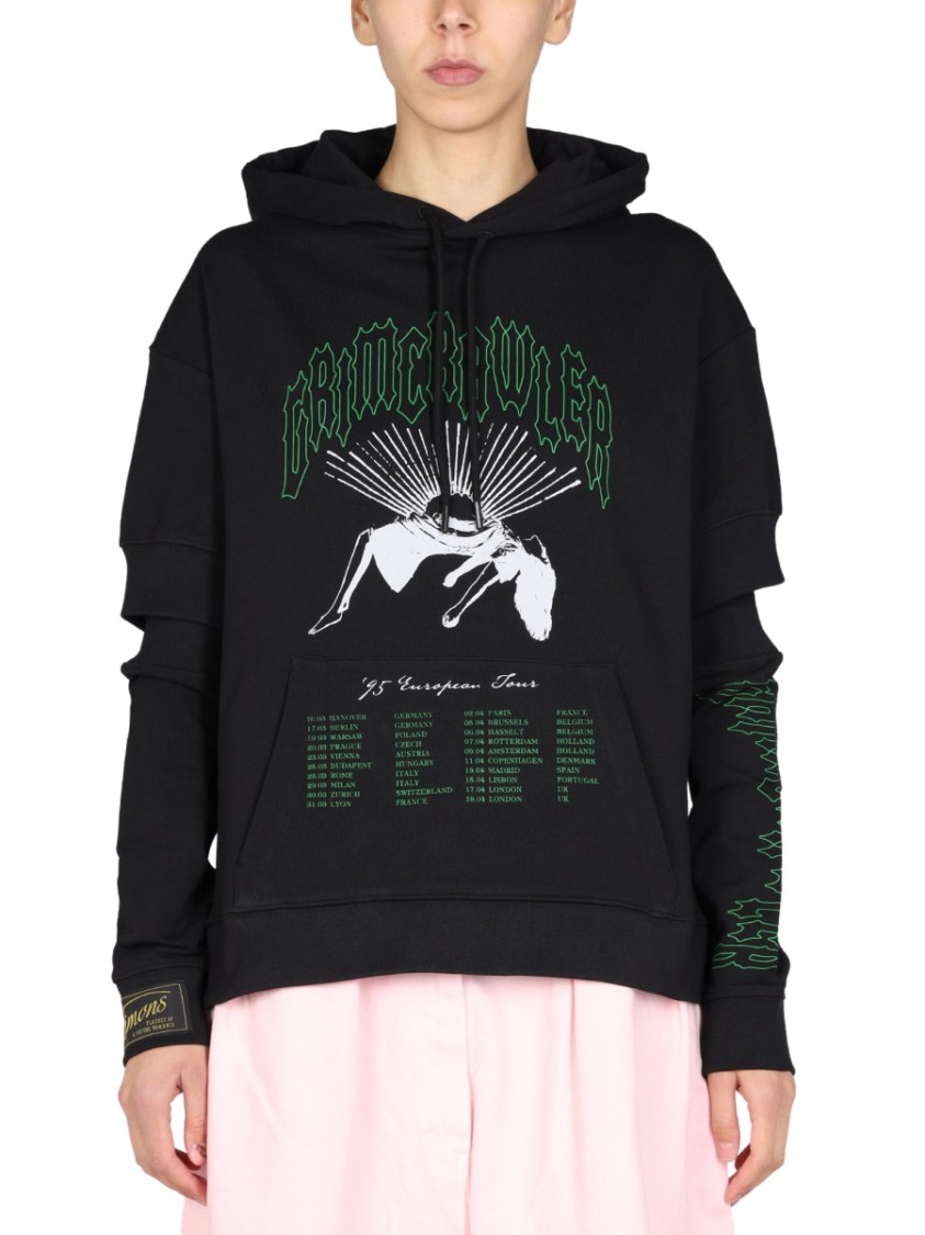 Raf Simons Graphic Print Sweatshirt With Cut-Out Sleeves Zwart