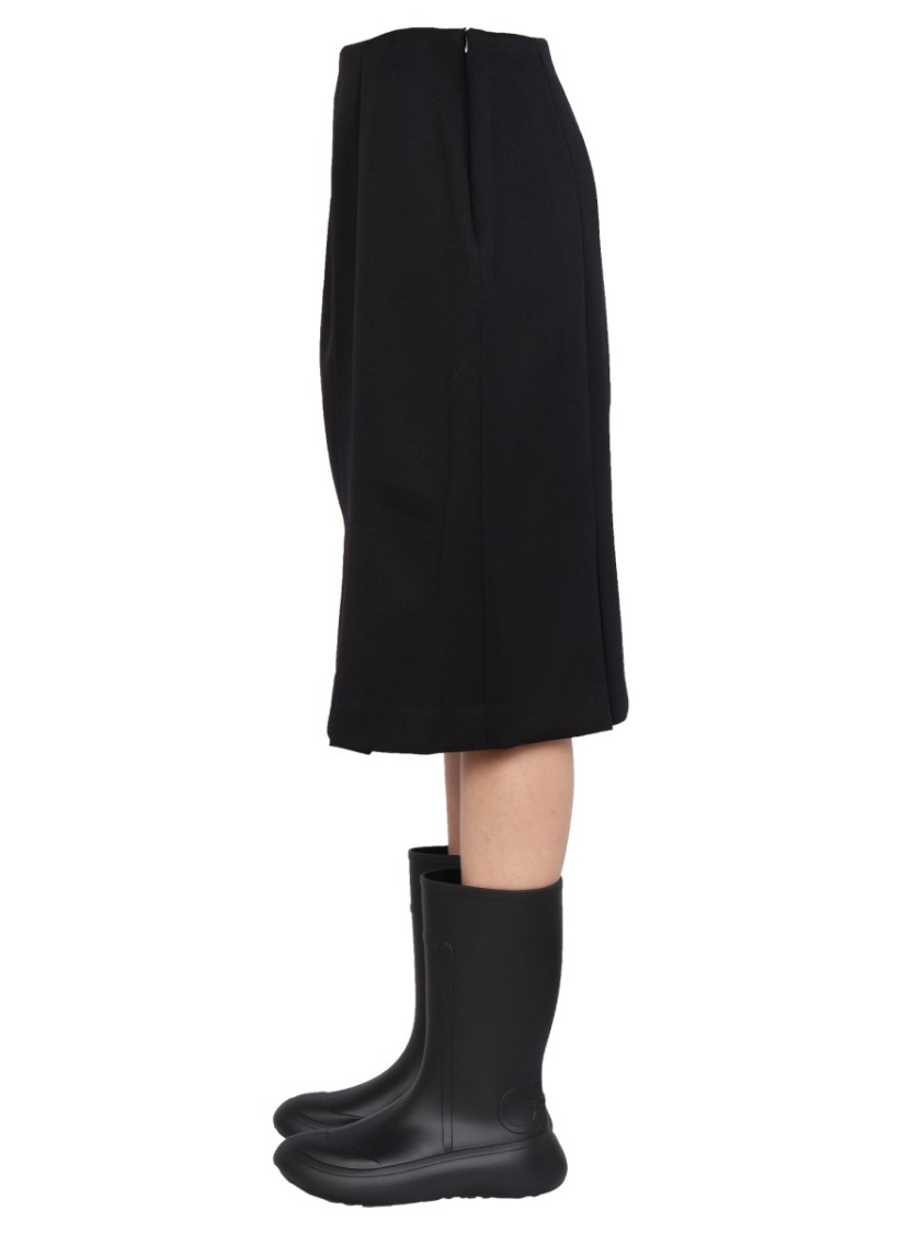 Raf Simons Structured Black Midi Skirt Zwart