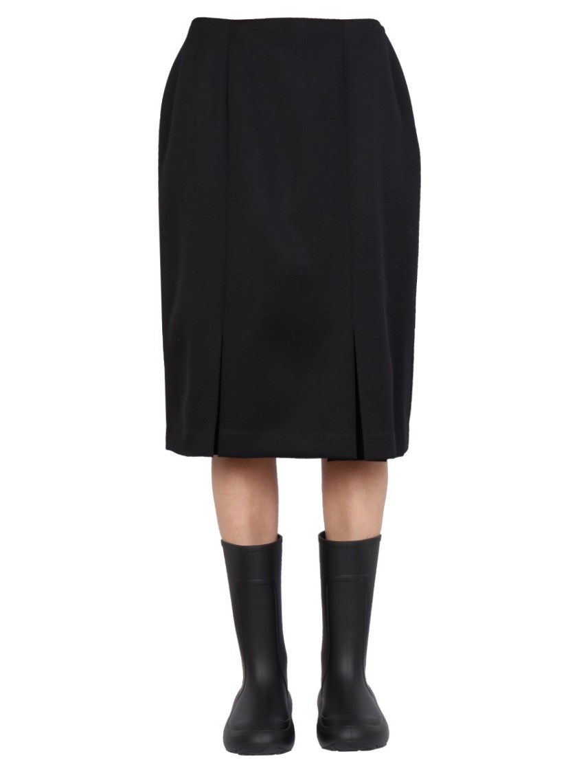 Raf Simons Structured Black Midi Skirt Zwart