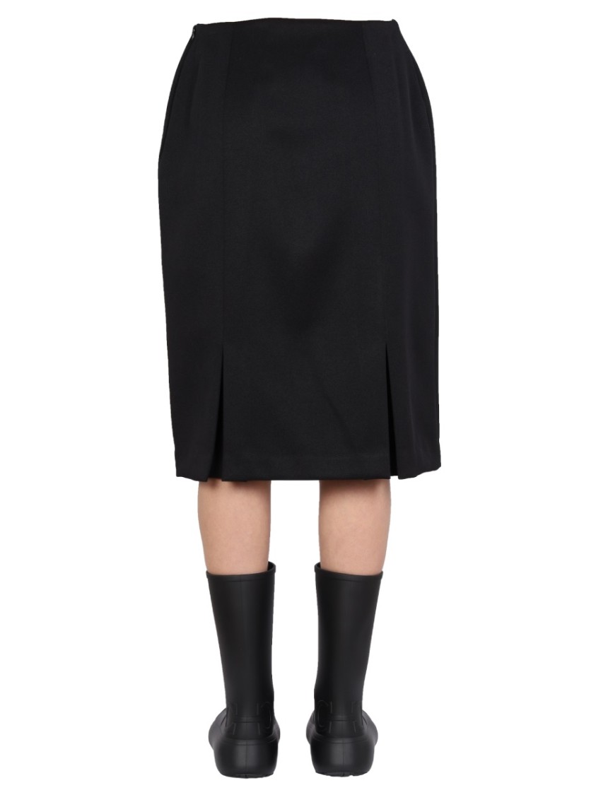 Raf Simons Structured Black Midi Skirt Zwart