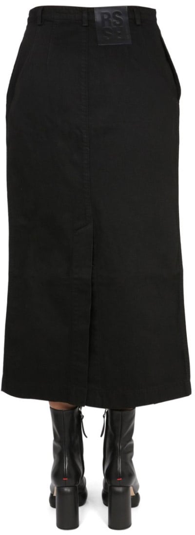Raf Simons Black Midi Skirt Zwart