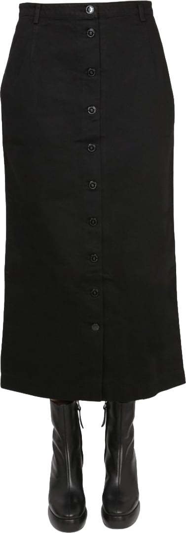 Raf Simons Black Midi Skirt Zwart