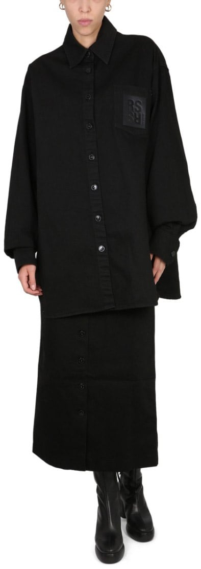 Raf Simons Black Midi Skirt Zwart