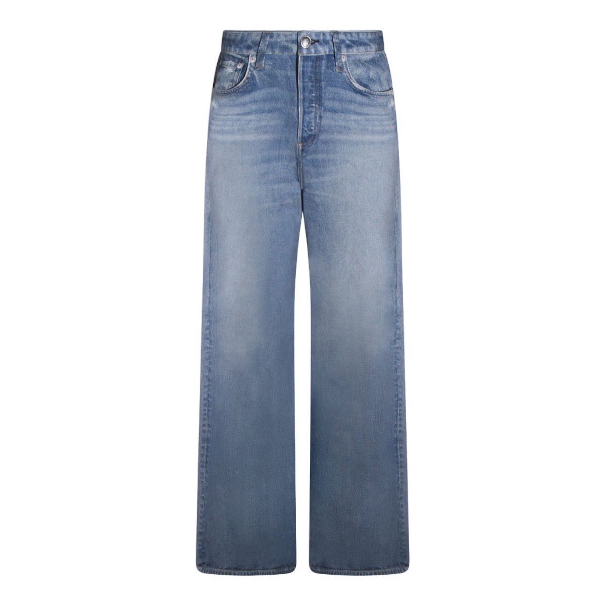 Rag & Bone High-Waisted Wide-Leg Jeans With Classic Five-Pocket Design Grijs