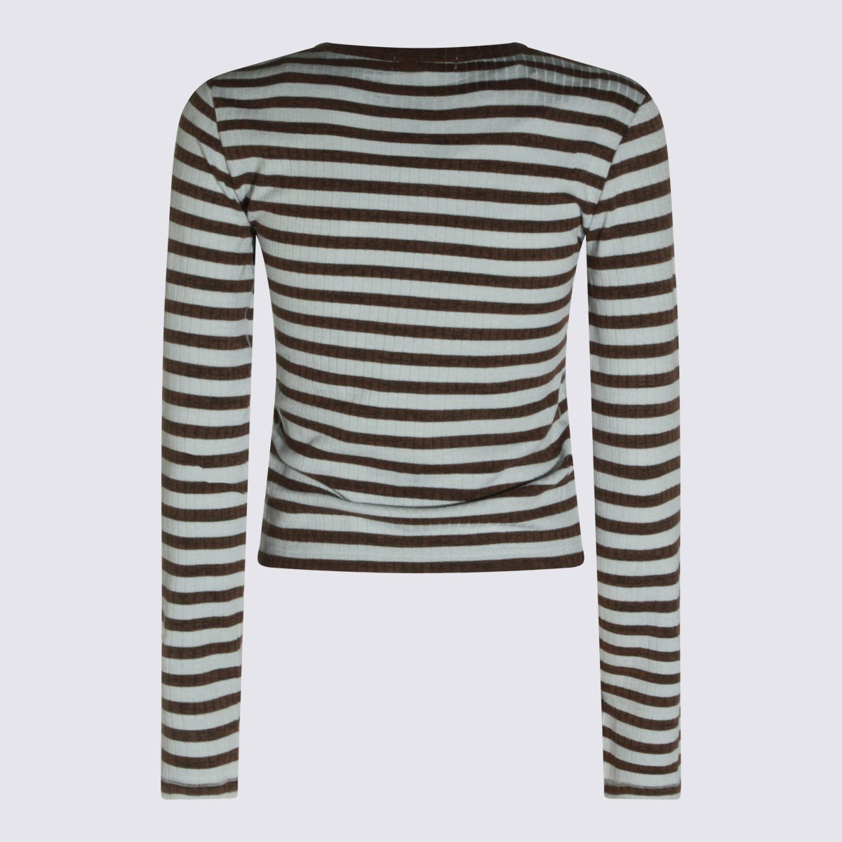 Rag & Bone Horizontal Striped Fitted Cardigan Sweater With Button Detail Grijs