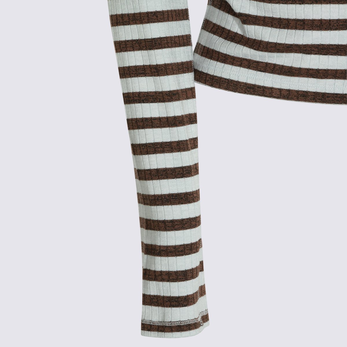 Rag & Bone Horizontal Striped Fitted Cardigan Sweater With Button Detail Grijs