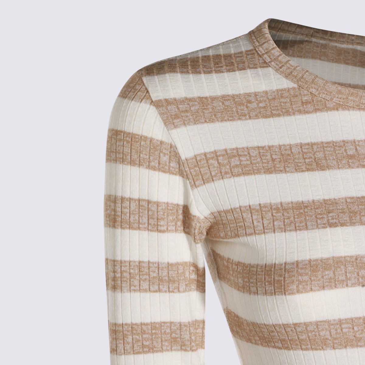 Rag & Bone Fitted Striped Sweater With Textured Ribbing Neutraal