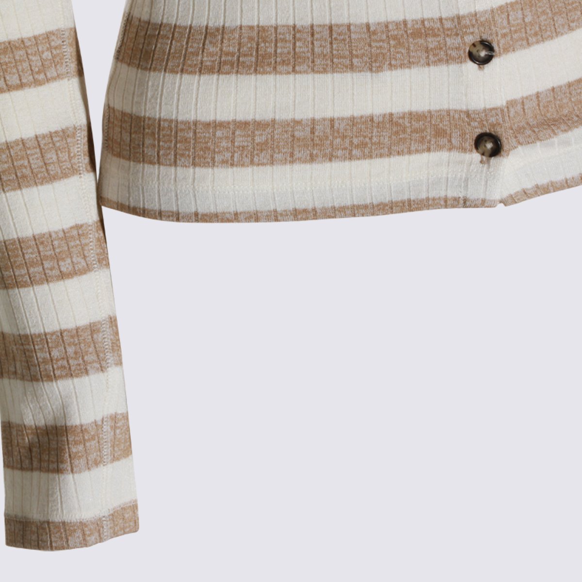Rag & Bone Fitted Striped Sweater With Textured Ribbing Neutraal