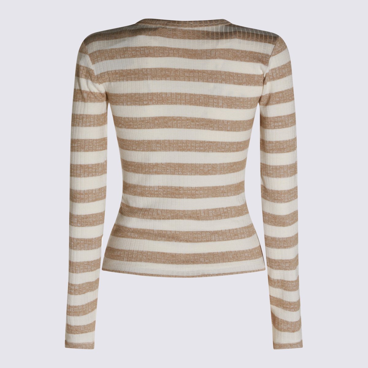Rag & Bone Fitted Striped Sweater With Textured Ribbing Neutraal