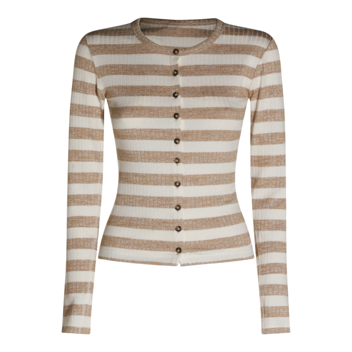 Rag & Bone Fitted Striped Sweater With Textured Ribbing Neutraal