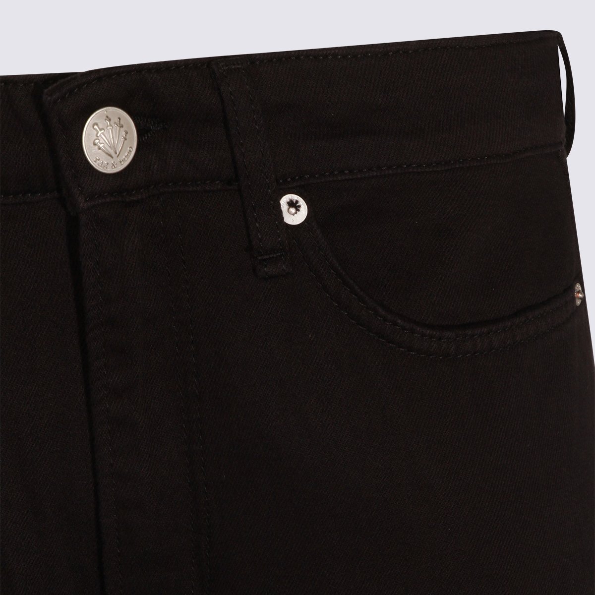 Rag & Bone Straight-Leg Black Jeans With Mid-Rise Waist And Minimalist Design Zwart