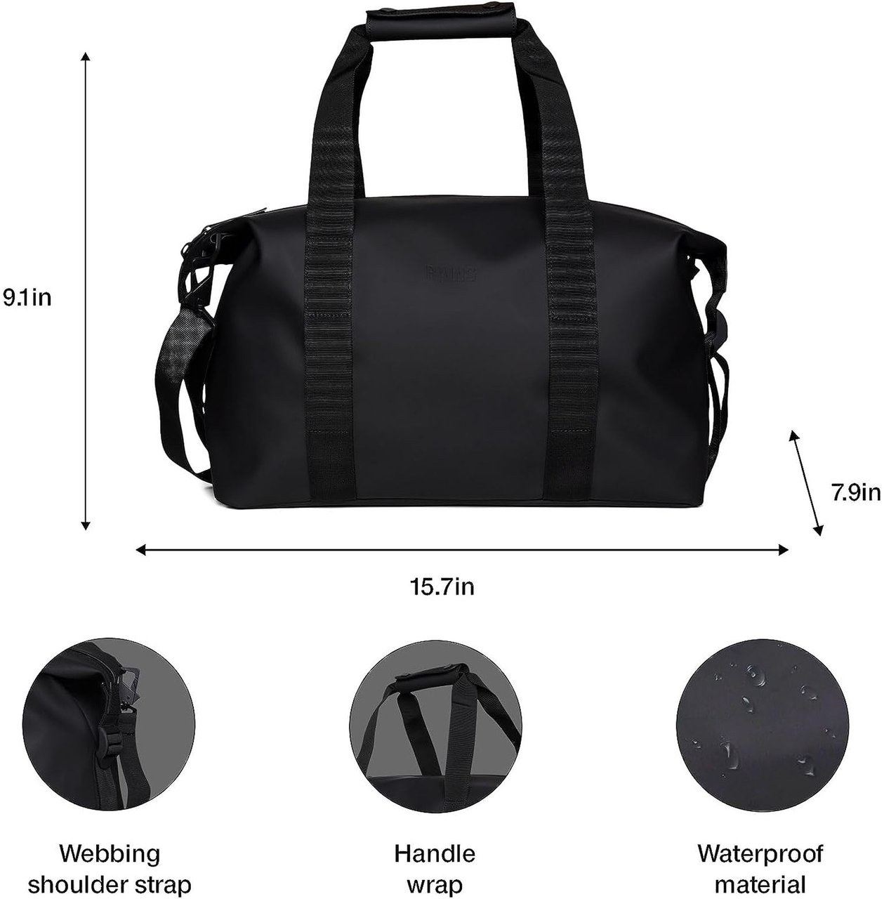 Rains Hilo Weekend Tas Small W3 Zwart