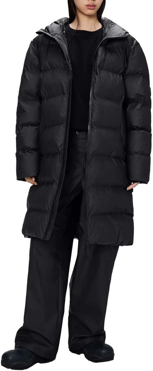 Rains Alta Lange Puffer Jas W3T4 Zwart