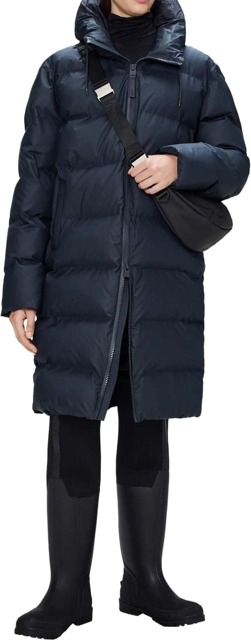 Rains Alta Lange Puffer Jas W3T4 Blauw