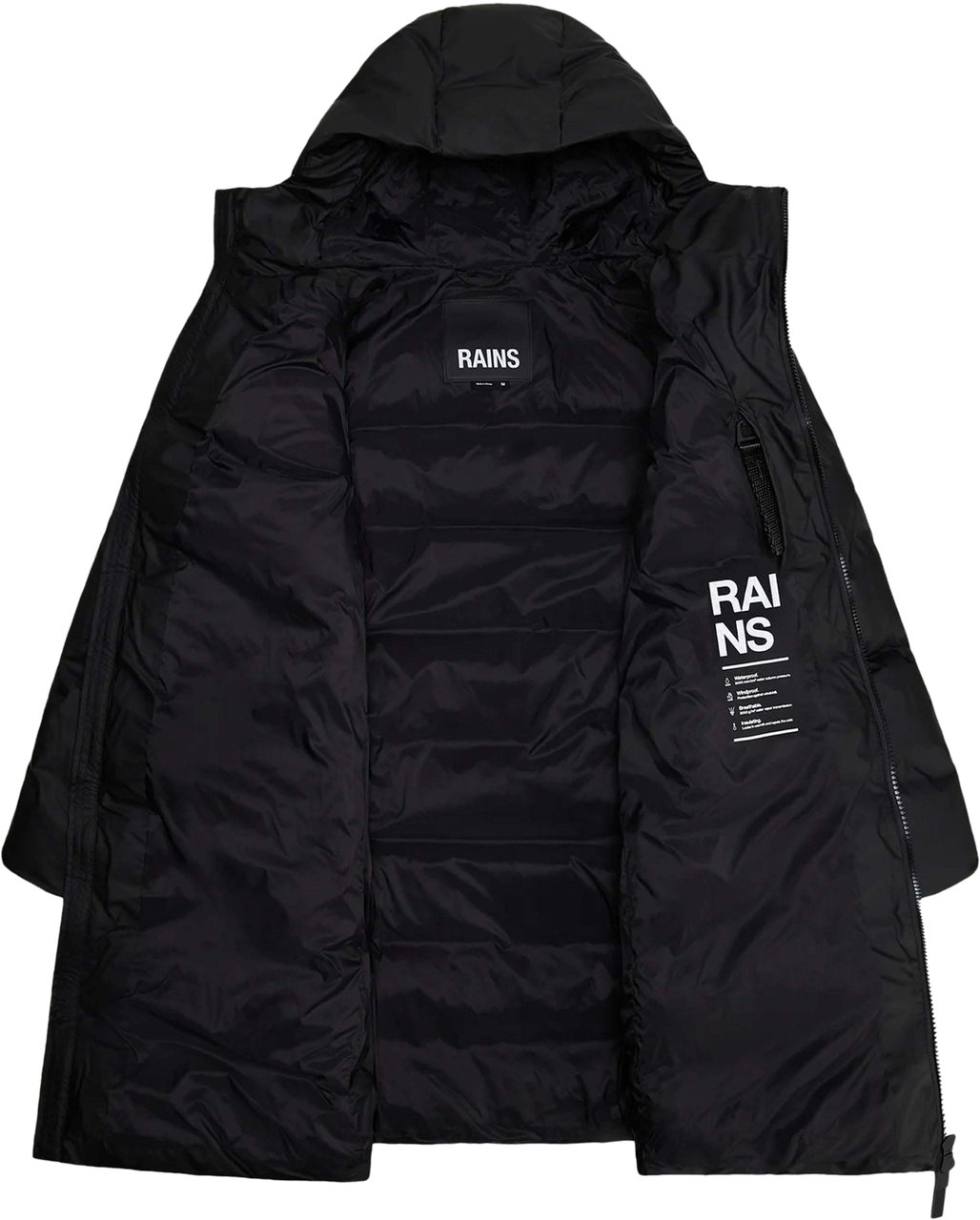 Rains Alta Lange Puffer Jas W3T4 Blauw
