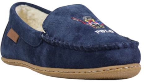 Ralph Lauren Blue Suede Leather Slippers Blauw