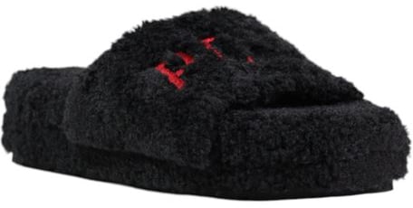 Ralph Lauren Black Textile Slippers Zwart