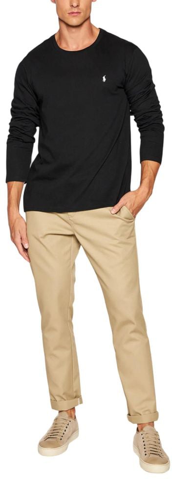 Ralph Lauren Black Cotton Long Sleeve T-Shirt Zwart