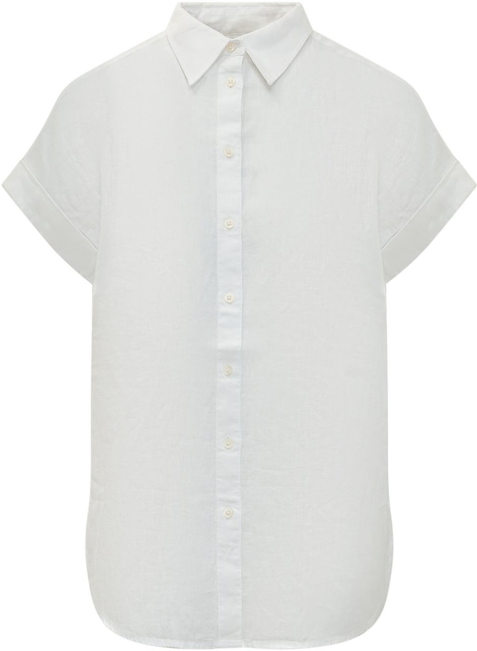 Ralph Lauren Camicia a Maniche Corte in Lino con Colletto Wit