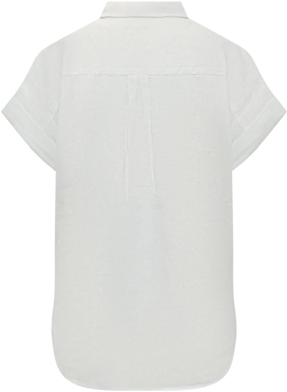 Ralph Lauren Camicia a Maniche Corte in Lino con Colletto Wit