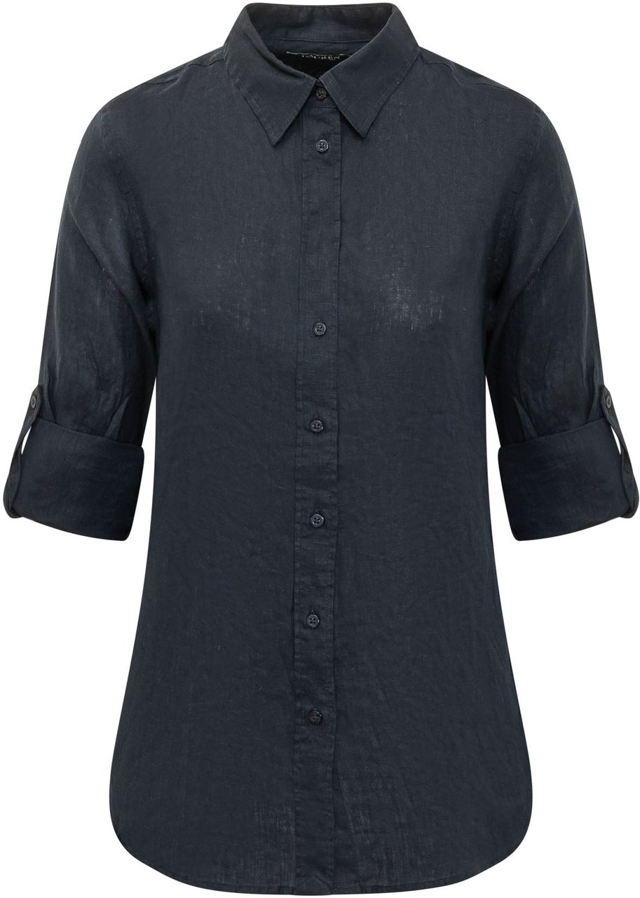 Ralph Lauren Camicia a Maniche Lunghe in Lino con Maniche Arrotolabili Donkergrijs