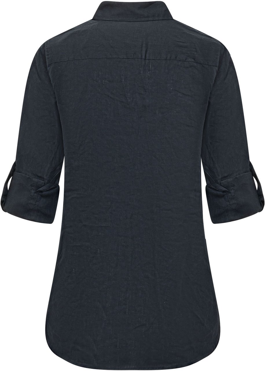 Ralph Lauren Camicia a Maniche Lunghe in Lino con Maniche Arrotolabili Donkergrijs