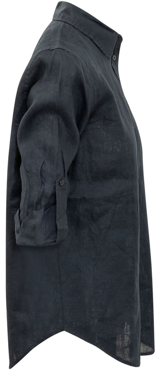 Ralph Lauren Camicia a Maniche Lunghe in Lino con Maniche Arrotolabili Donkergrijs