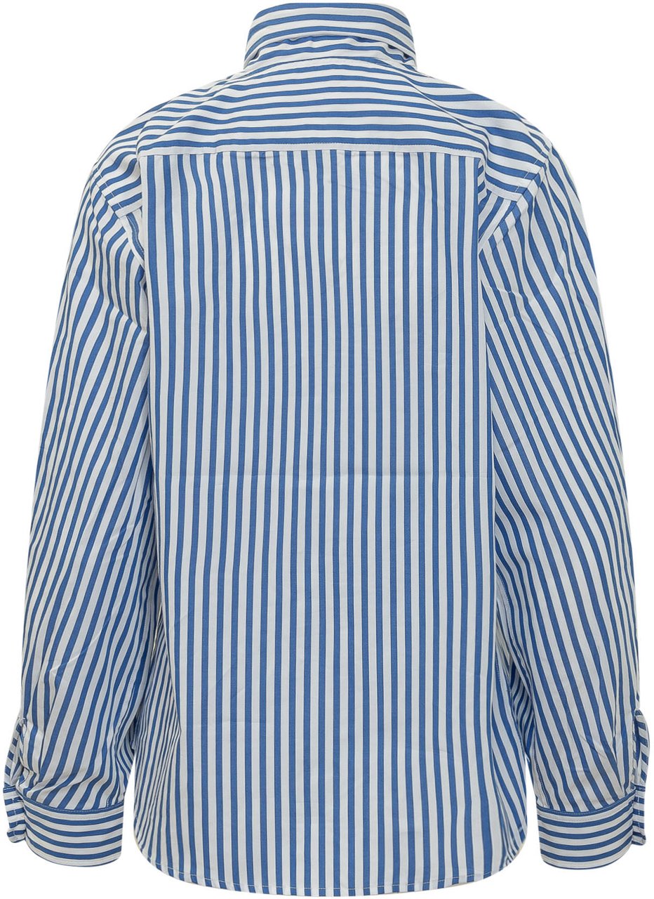 Ralph Lauren Camicia a Righe con Fiocco al Collo Blauw