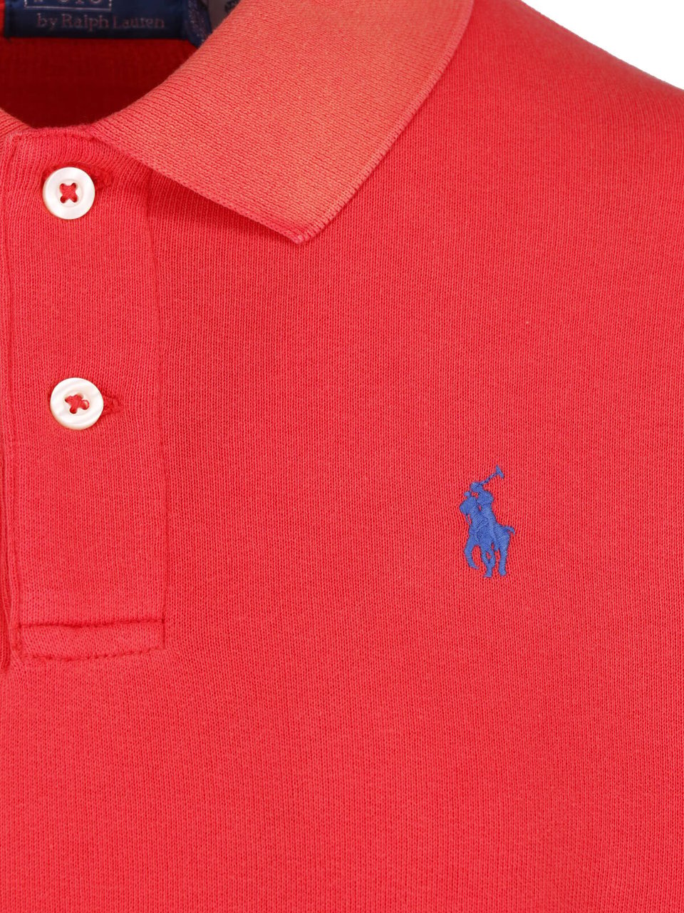 Ralph Lauren Red Cropped Polo Collar Ribbed Sweater Rood