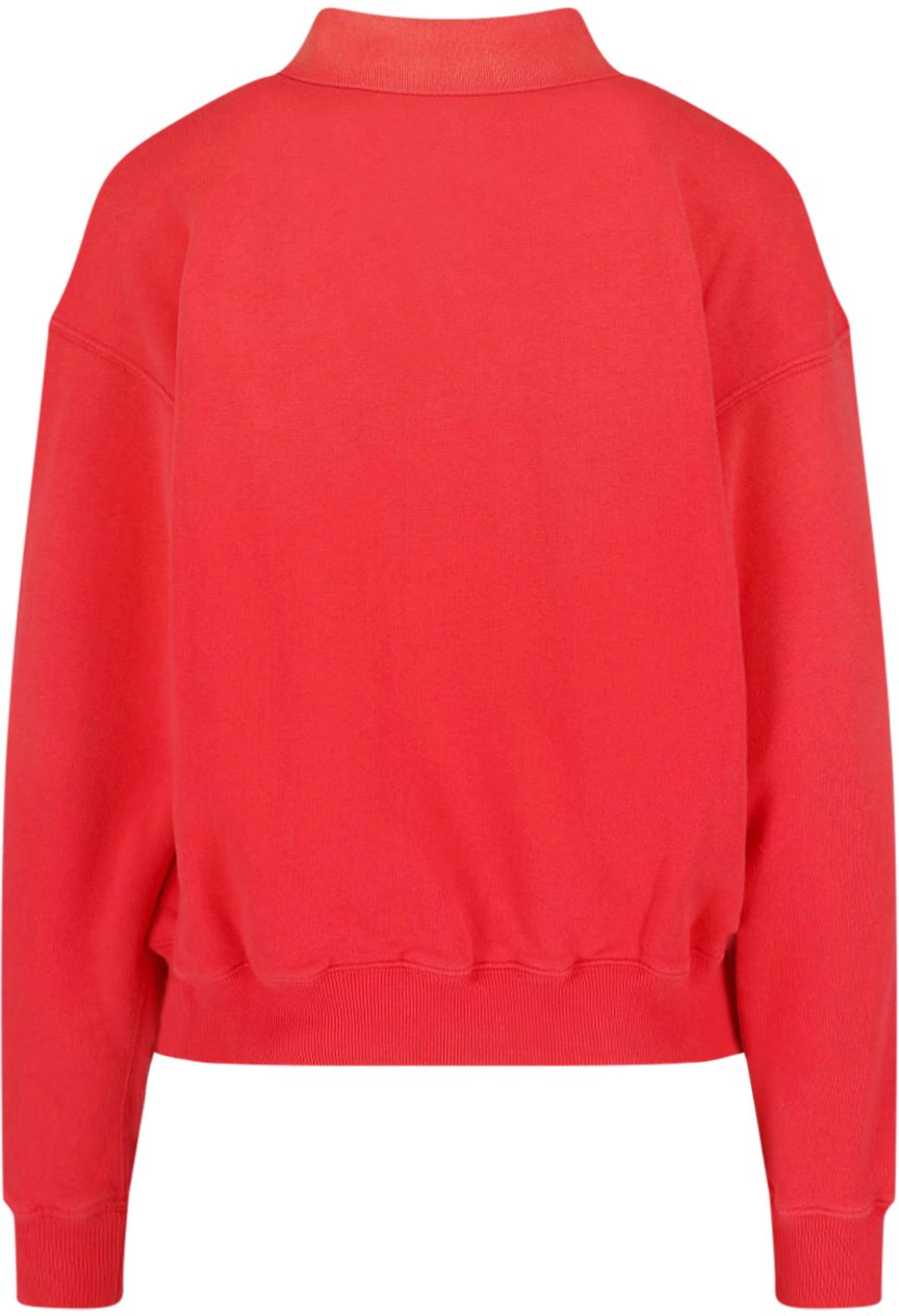 Ralph Lauren Red Cropped Polo Collar Ribbed Sweater Rood