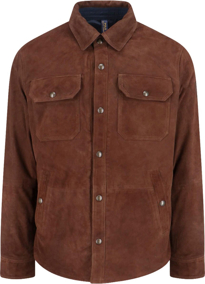 Ralph Lauren Structured Brown Jacket with Front Zipper Closure Bruin