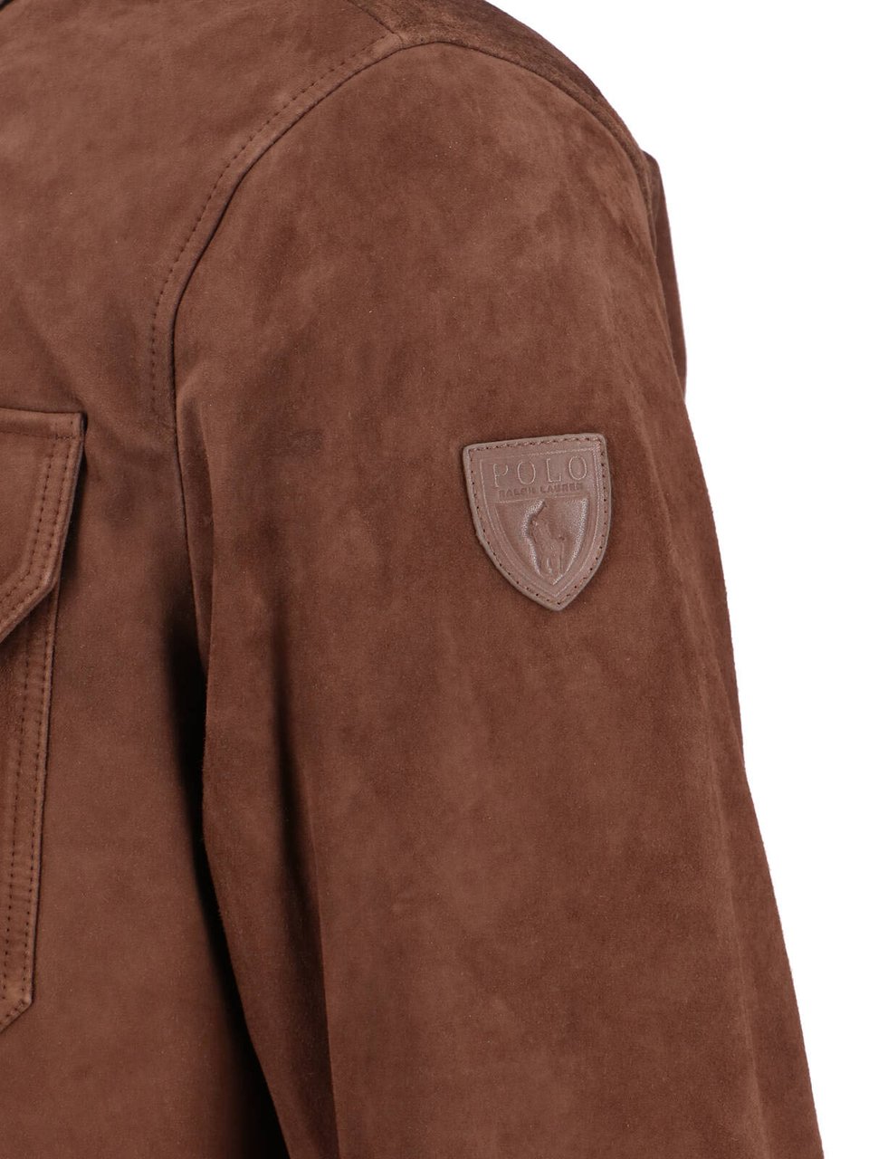 Ralph Lauren Structured Brown Jacket with Front Zipper Closure Bruin