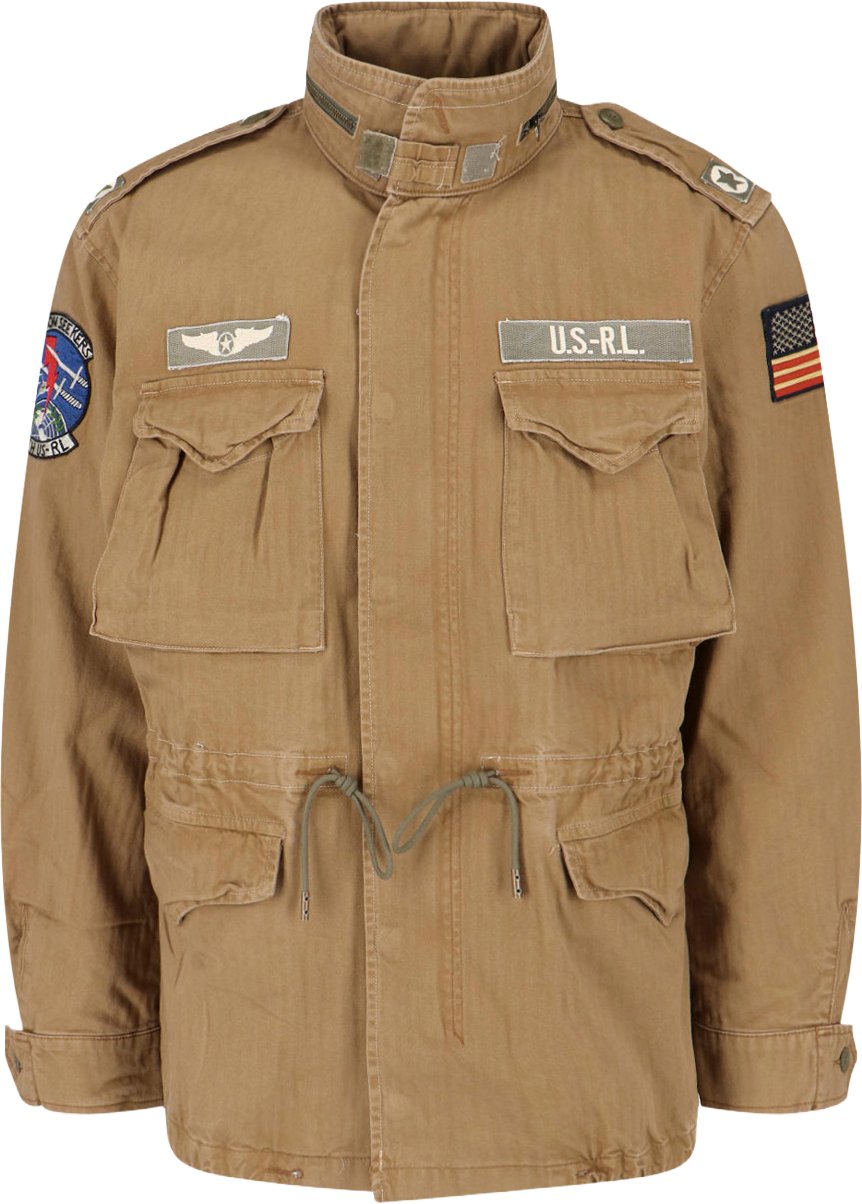 Ralph Lauren Structured Brown Jacket With Front Zipper And Functional Pockets Bruin