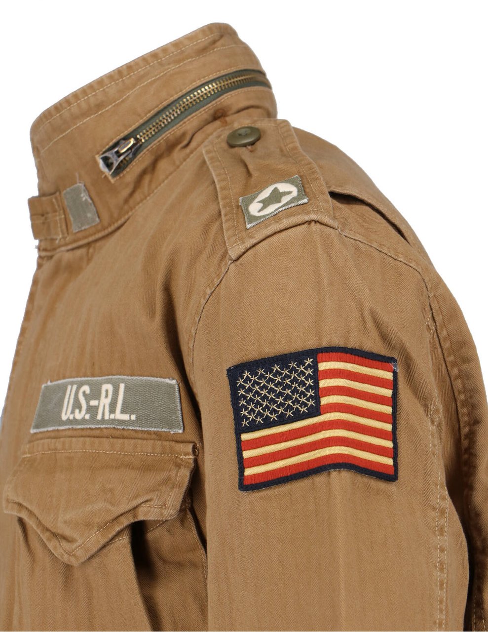 Ralph Lauren Structured Brown Jacket With Front Zipper And Functional Pockets Bruin