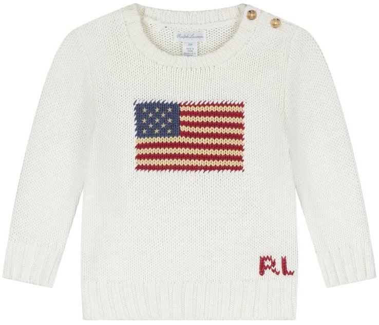 Ralph Lauren Flag Cn Swtr-tops-sweater Wit